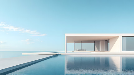 Obraz premium modern building and pool with a view