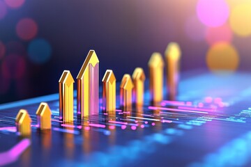 Golden arrows depicting financial growth concept.
