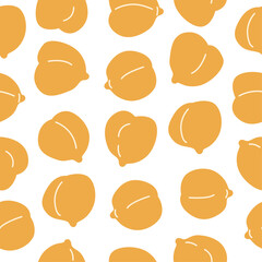Chickpeas seamless pattern on white background. Garbanzo beans backdrop. Ingredient for hummus, falafel and other vegetarian food. Vegan protein source.