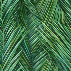 A dense arrangement of green palm leaves creating a vibrant, natural texture.