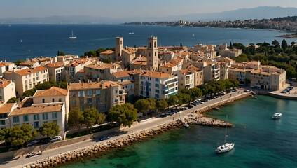 Fototapeta premium Aerial view of Antibes on the French Riviera.