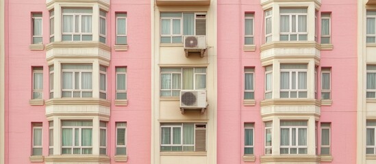 Fototapeta premium Pink Building with Windows