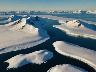 Aerial view of Arctic Svalbard (Spitsbergen) close to the North Pole.