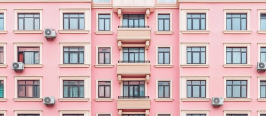 Pink Building with Windows and Air Conditioners