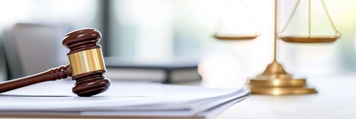 Gavel and scales signify judicial environment ease