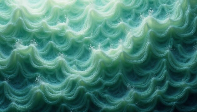 Abstract wave-like pattern in light green and turquoise tones