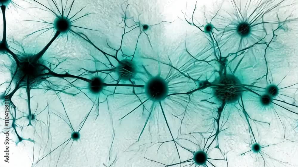 Poster effect background 4k, intricate neuron connections in teal and black an abstract exploration of neur