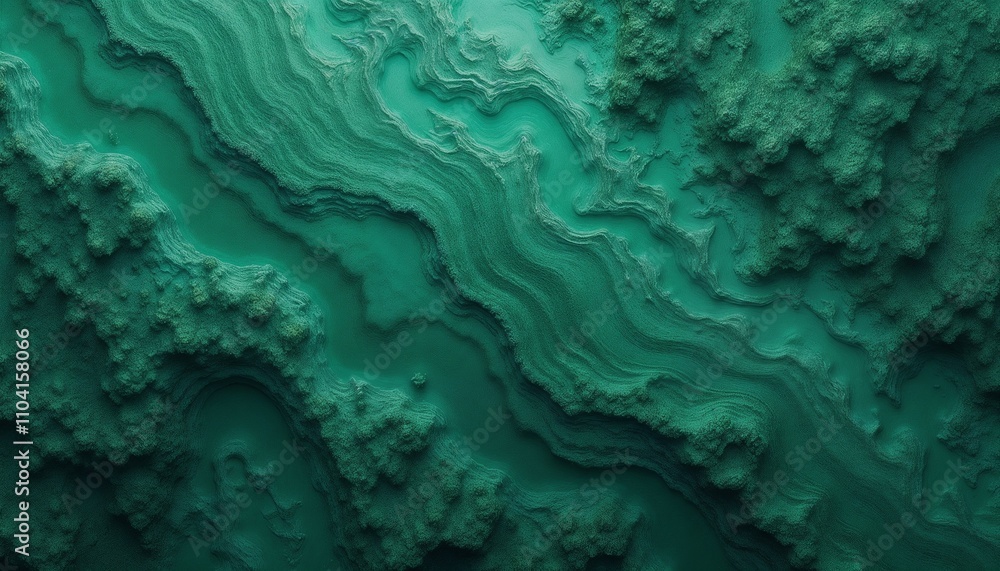 Poster abstract green topographic texture with wavy layered lines