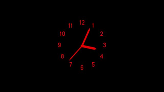 Abstract analog clock icon animation on black background.