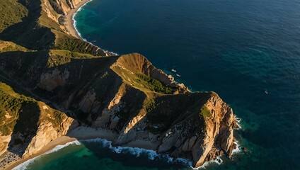 Aerial view of Cerbere's coast and its surrounding cliffs.