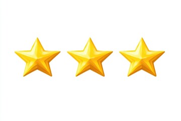 Obraz premium Close-up of three shining gold stars on a white background