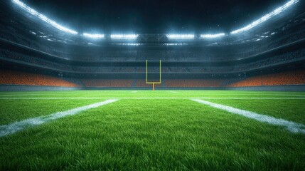 Well-Maintained Grass Field with Football Yard Lines