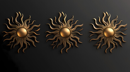 Fototapeta premium Four metallic sun symbols. Symbolic. Illustration