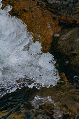frozen ice in the waterstream