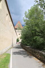 Cycling route close to Glurns, city wall- Cycling the transalpine route Via Claudia Augusta