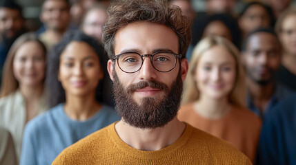 Fototapeta premium Embracing Diversity, Groups of People of different nationalities, ethnicity.