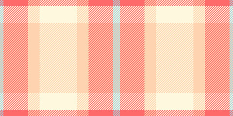 Robe fabric check pattern, stage plaid background textile. Romantic vector tartan texture seamless in orange and red colors.