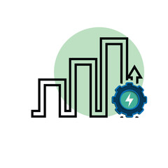 Chart Icons. growing bar graph icon. Business charts and graph icons. Statistics and Analytics Outline Icon, down or up arrow. mixed design style