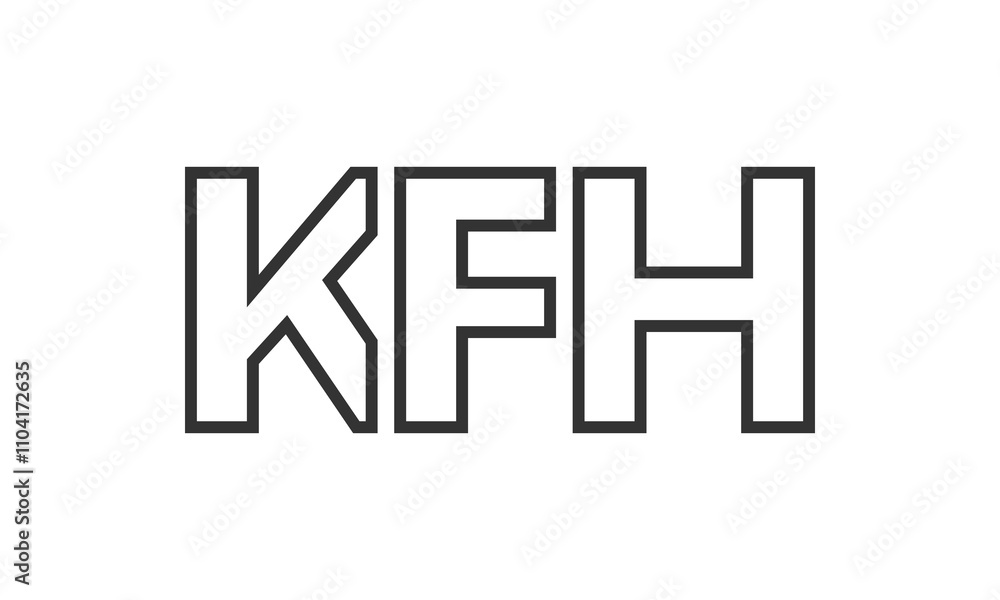 Poster kfh logo design template with strong and modern bold text. initial based vector logotype featuring s