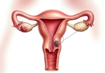 Detailed Human Female Reproductive System Anatomy Illustration