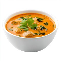 Macro Shot of Mohinga a Traditional Myanmar Soup Dish on White Background