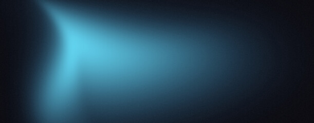 Glowing blue abstract shape, on a dark grainy black blue background with noise texture for futuristic dynamic poster header cover wallpaper and banner design