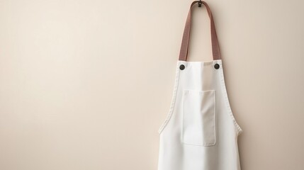 Clean white apron hanging neatly, symbolizing simplicity