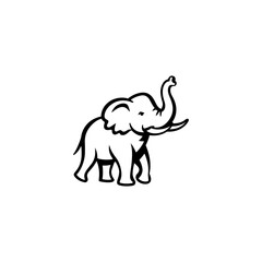 Silhouette Joyful Baby Elephant Line art, Line Drawing of a Baby Elephant, Black and white cartoon drawing of a cute baby elephant line art silhouette illustration, elephant vector line silhouette.