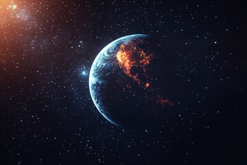 Obraz premium Image of Earth viewed from space with stars in the background, great for astronomy and science projects