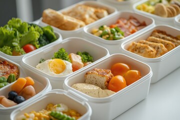 A close-up shot of a tray filled with various types of food, perfect for editorial or commercial use