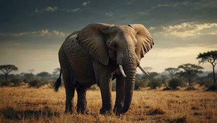 Obraz premium African elephant in its natural habitat.