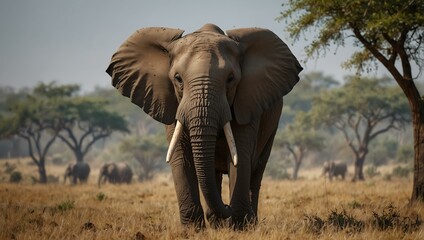 African elephant in its natural habitat.