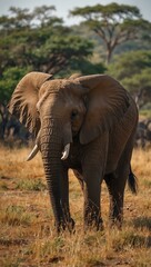 Fototapeta premium African elephant in the savannah.