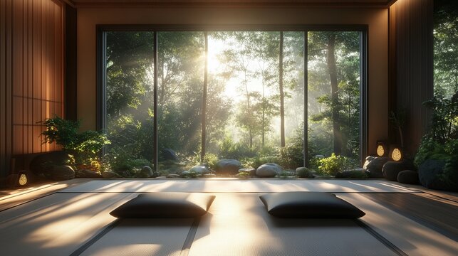 Zen forest. write down sunset summer spirit recipe peace forest
