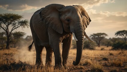 Fototapeta premium African elephant walking in the wild.