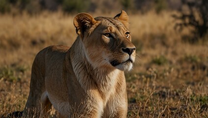 African lioness in the wild.
