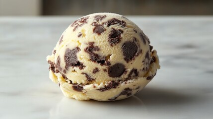 Obraz premium Close-up of a scoop of chocolate chip ice cream.