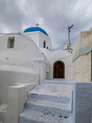 Church in Pyrgos Kallistis village, Santorini island, Greece