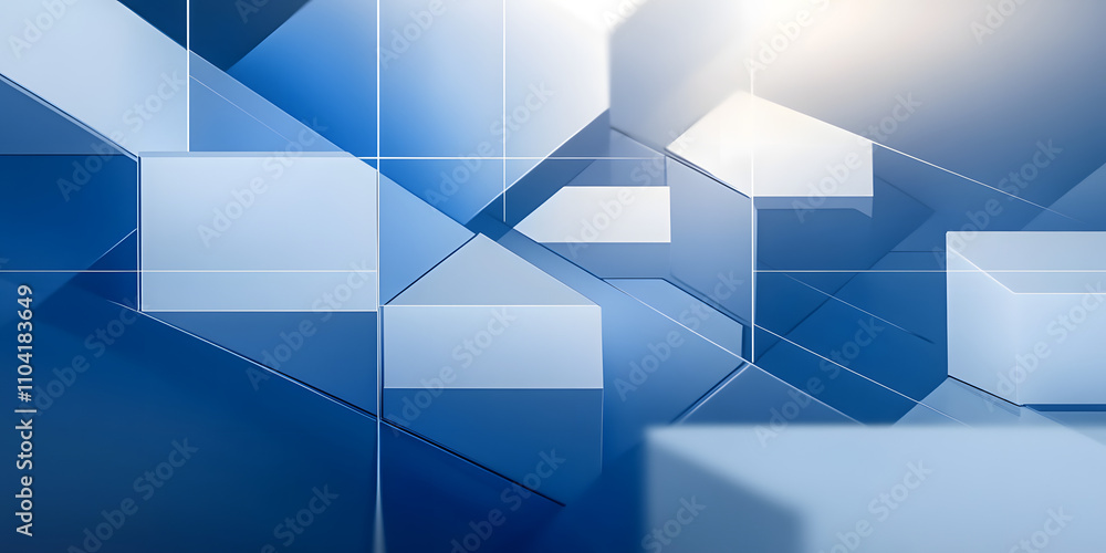 Aufkleber blue and white abstract geometric presentation background with rectangle and square shapes