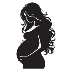 pregnant lady silhouette vector illustration