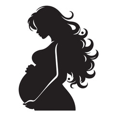 pregnant lady silhouette vector illustration