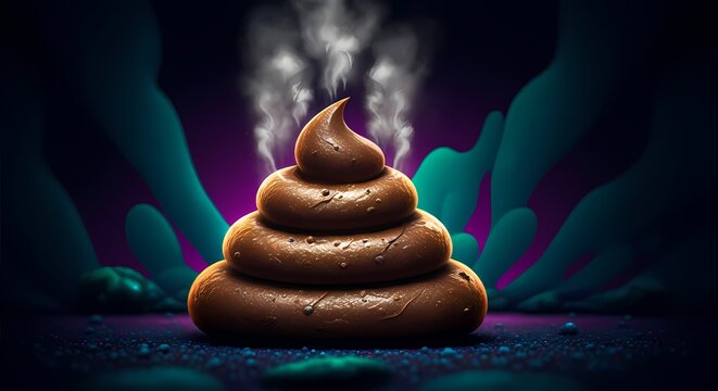 Hot Steamy Poop, Pile of Excrement, Stinky Vibrant Feces, Defecation Dung Matter, Gross Splatter and Ooze