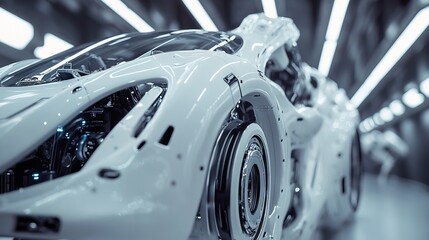 Industrial robotic arms assemble future car