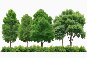 Trees isolated on white background, tropical trees isolated used for design, advertising and architecture