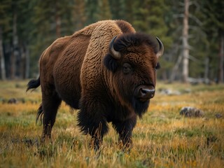 American bison grazing in Yellowstone National Park.