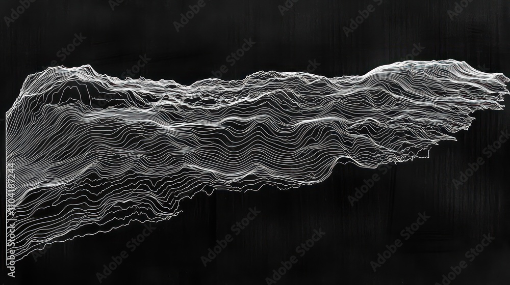 Aufkleber abstract representation of flowing waves in a monochromatic design.