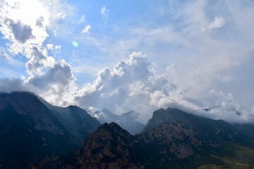 mountains and clouds
