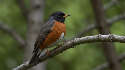 American robin perched on a branch.