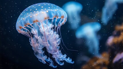 Naklejka premium A jellyfish is floating in the water