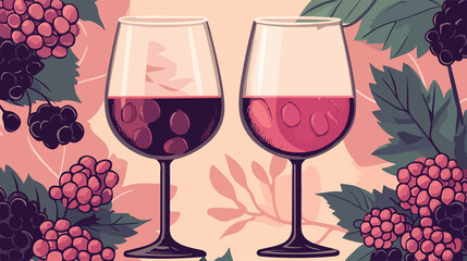 Vibrant Berry Wine Illustration: Flat Vector Artwork for Creative Projects